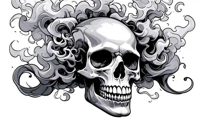 Skull Surrounded By Smoke Billowing
