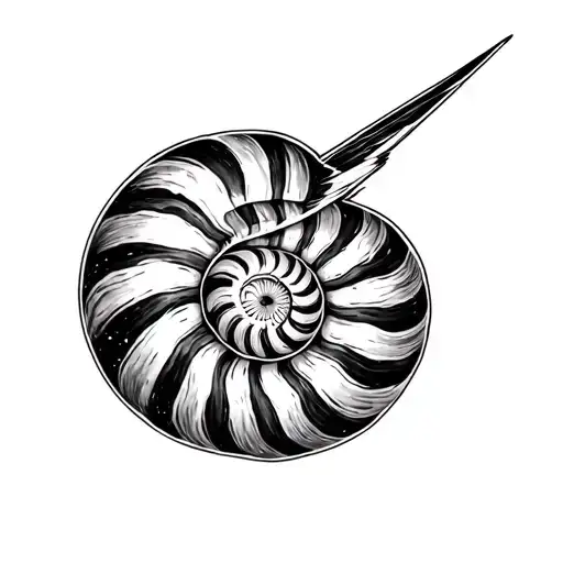 Nautilus Shell With Dark Side Of The Moon