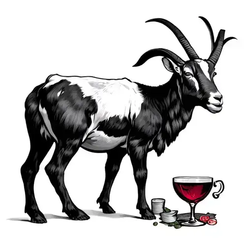 Medium Man With Goat Legs And Sympatic Wine Cup