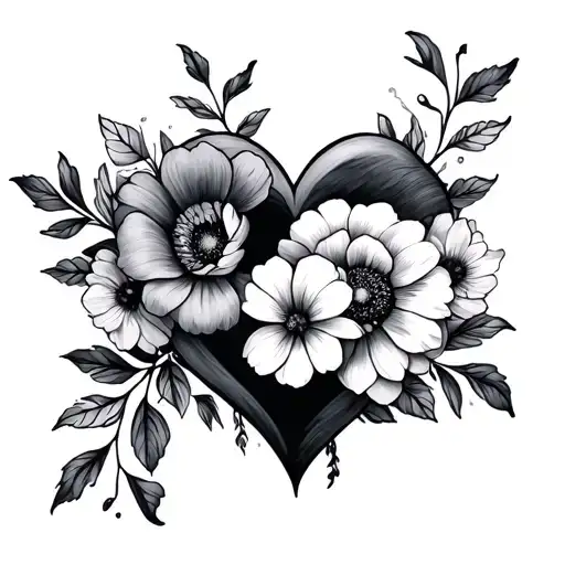 August And March Birth Flowers Intertwined Hearts