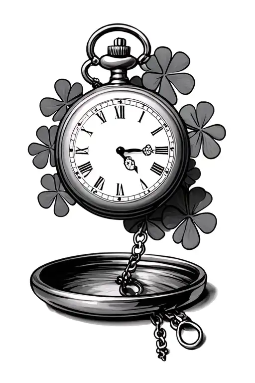 Pocket Watch With Clovers