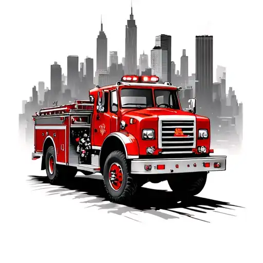 Firetruck With New York Skylin