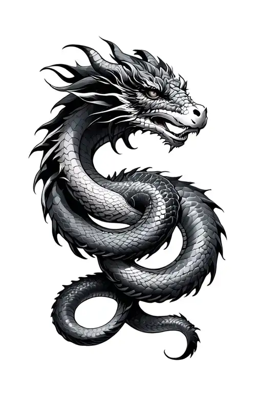 Dragon Snake And Ram Intertwined