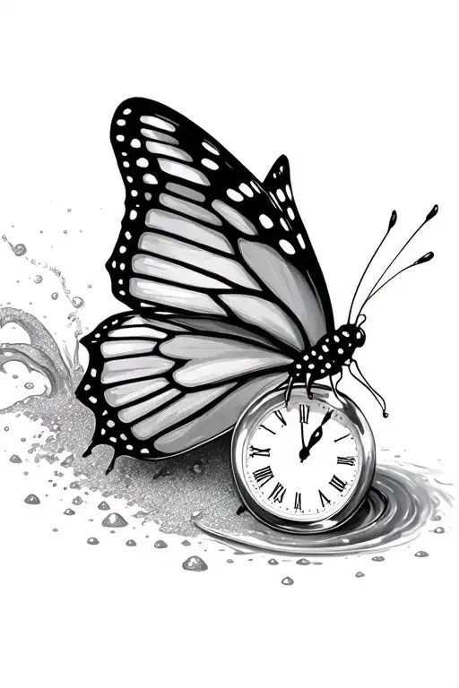 Butterfly With Time Glass Sand Pouring