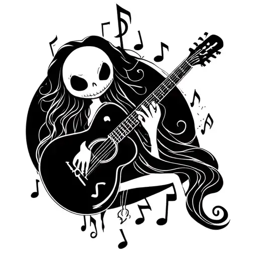 Jack And Sally And Guitar Music Notes