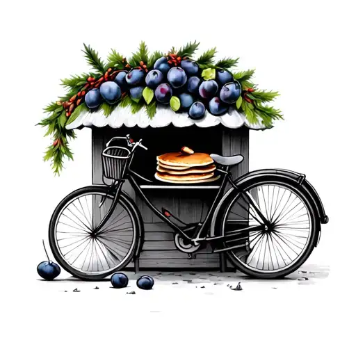 Pancake And Turkish Plums On A Bycicle Shed During Christmas