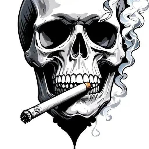 Skull Smoking Cigarette
