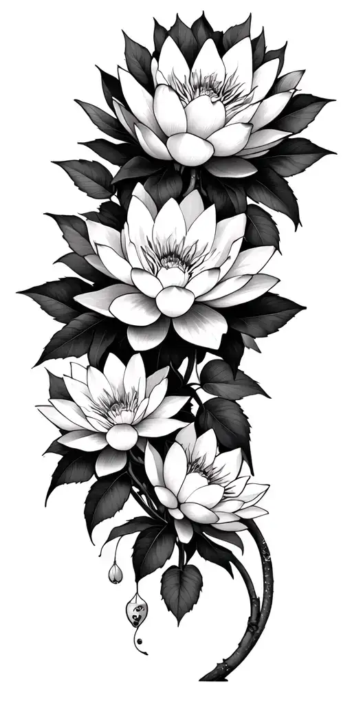 Lotus And Cherry Blossoms Blooming