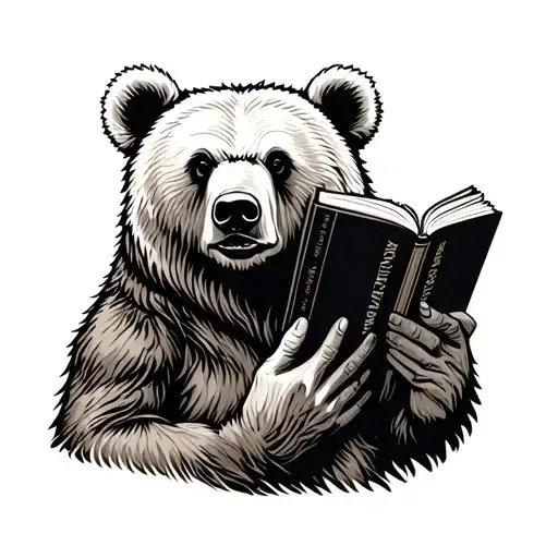 Bear Upper Body With Book In One Hand