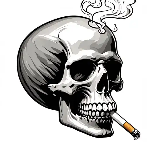Skull Smoking Cigarette