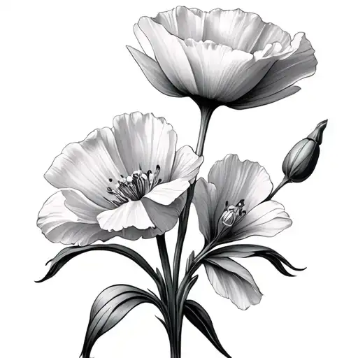 Poppy And Snowdrop And Gladiolus And Carnation
