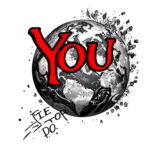 A Big Red You On The Background And In Front Piled Up The Worlds Be Do For