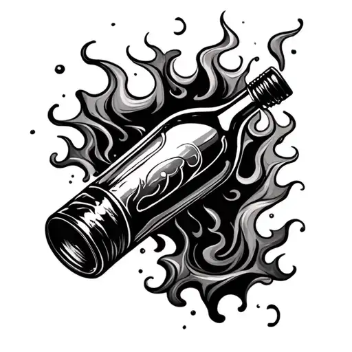 Flames And Bottle Pouring
