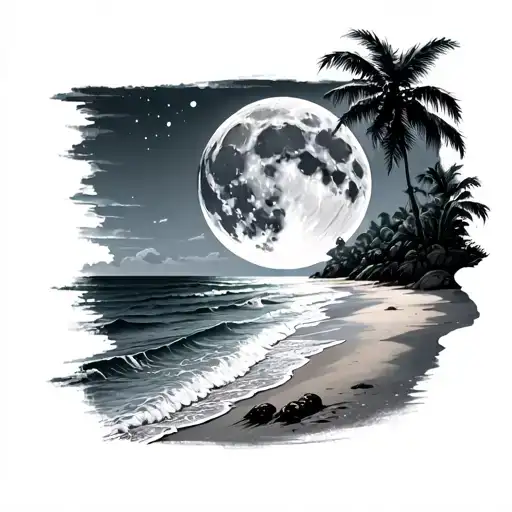 Beach Full Moon Surrounded