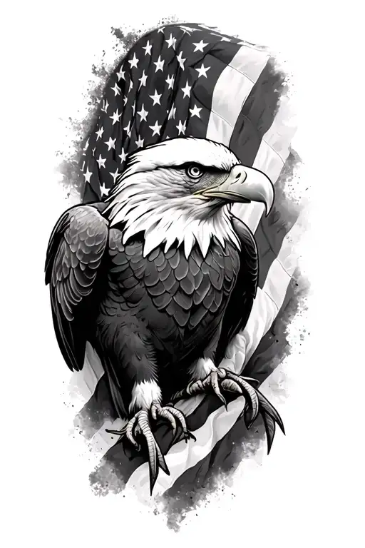 American Flag With Bald Eagle And A Nod To Military Service