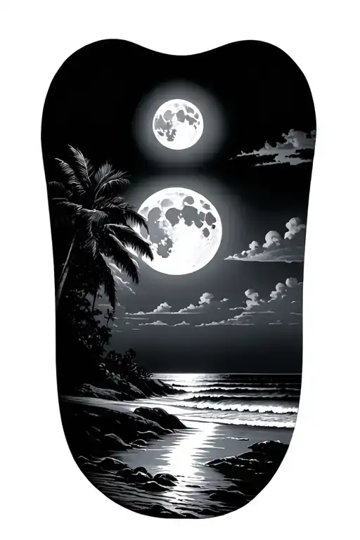 Full Moon And Beach