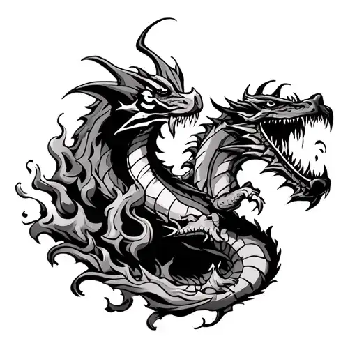 Pirate And Dragon Breathing Fire