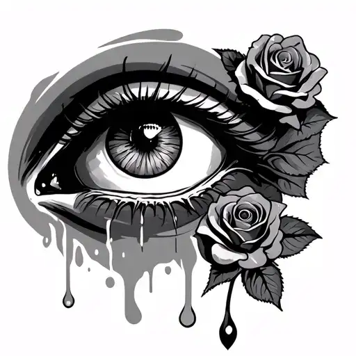 Crying Eye With Roses