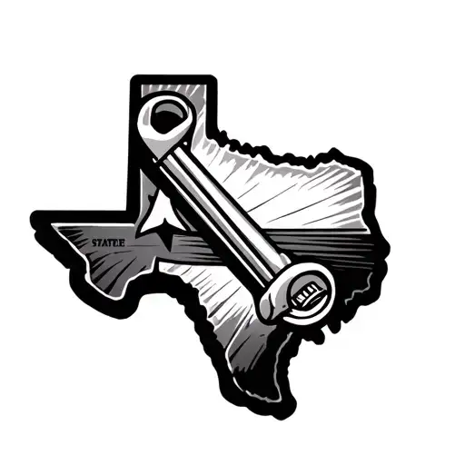 Texas State Outline With Pipe Wrench