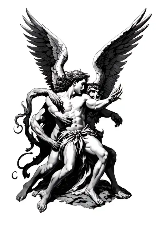 Angel Fighting A Demon