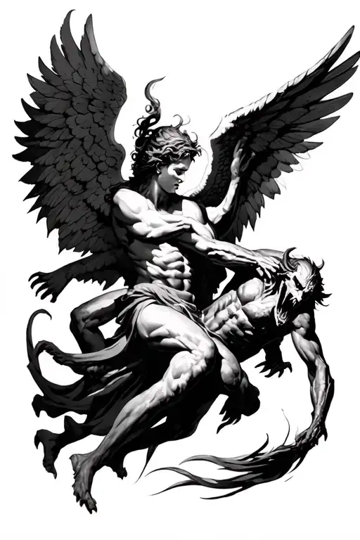 Angel Fighting A Demon