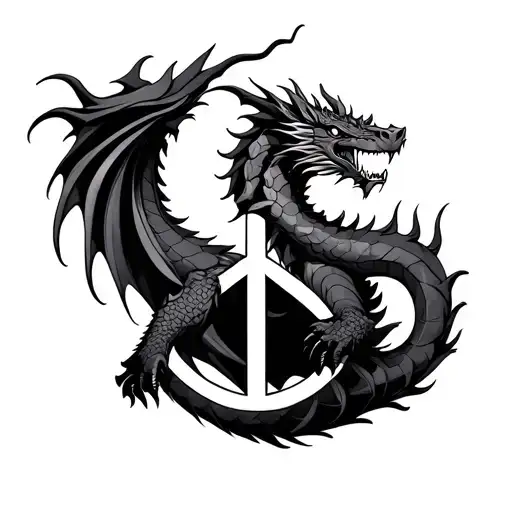 Black Dragon Covering Peace Symbol