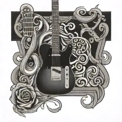 Telecaster Guitar And Old Style Microhone Realistic