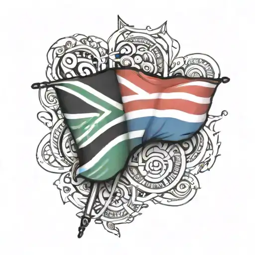 Newzleand Flag And South African Flag Intertwined