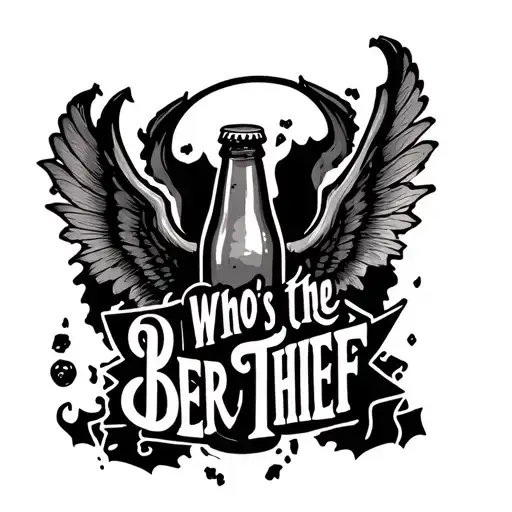Beer Bottle Saying Who's The Beer Thief With Bats Wings