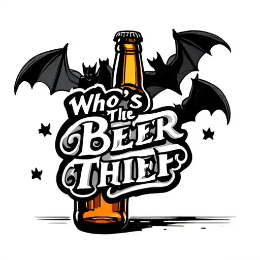 Beer Bottle Saying Who's The Beer Thief With Bats