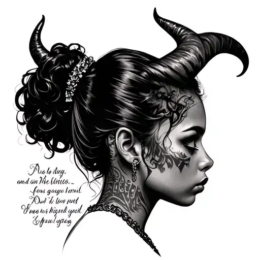 A Devil Girl Side Profile With Some Gangster Quote