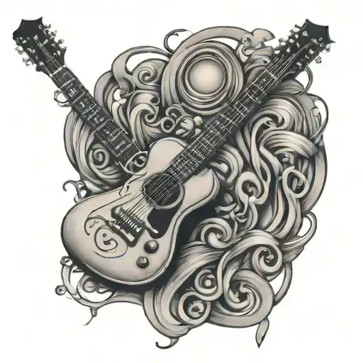 A Guitar Merging With Birthdates 03 09 2010 And 25 06 2014