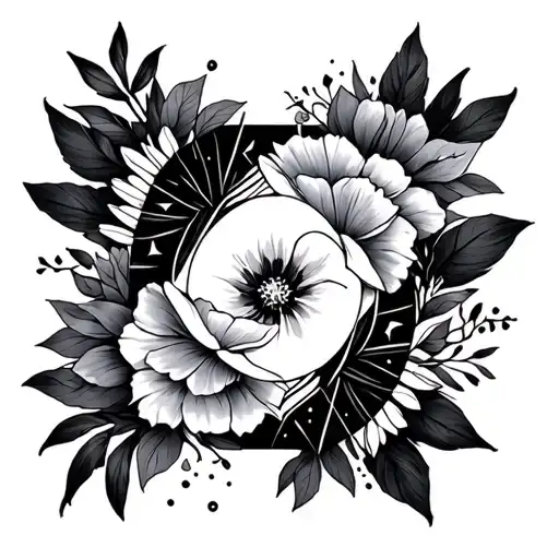 Floral And Geometric Fusion Sleeve