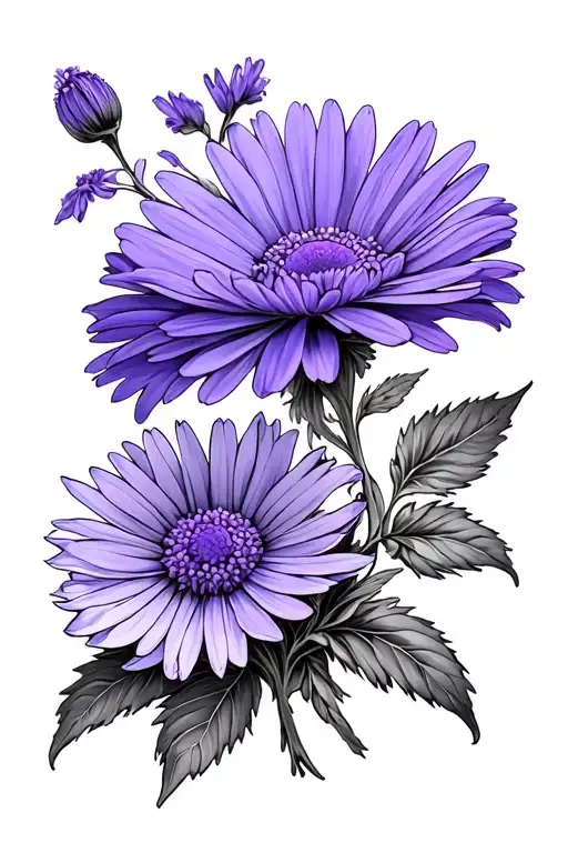 Violet And Aster Flowers