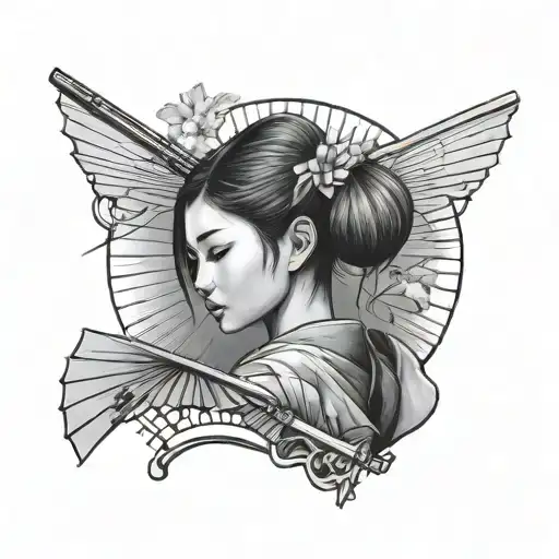 Japanese Girl Holding Fan