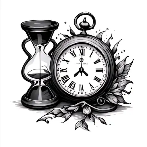 Clock And Hour Glass