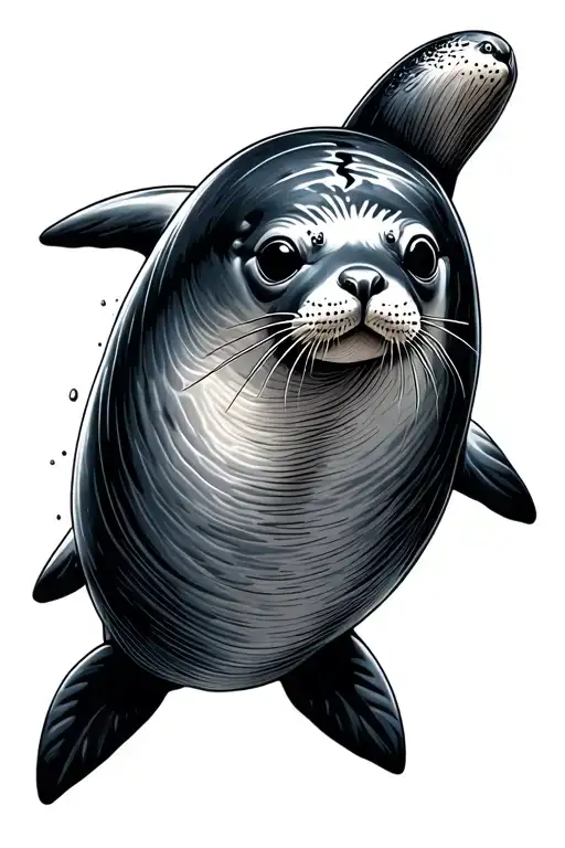 Swimming Seal With Shadow Underneath There