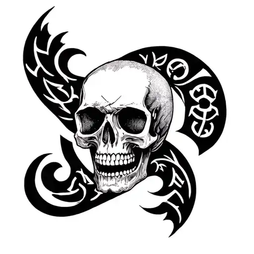 Create A Blackwork Tattoo With A Skull And Nordic Runes For My Entire Arm