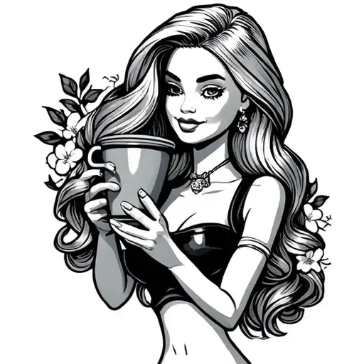 Barbie Holding Coffee Cup Small