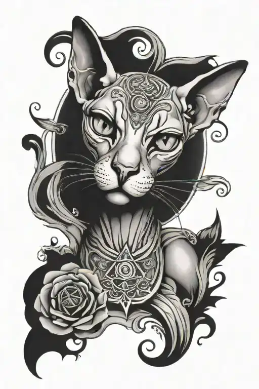 Sphynx Cat With Third Eye Surrounded