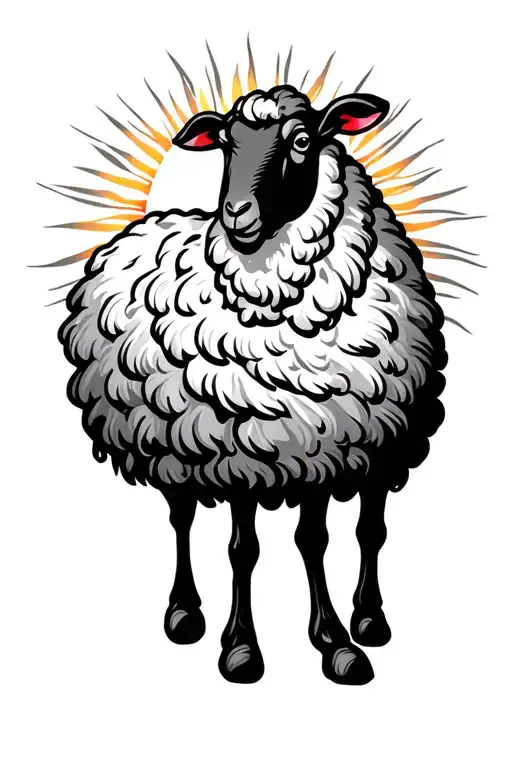 Black Sheep With Sun Background