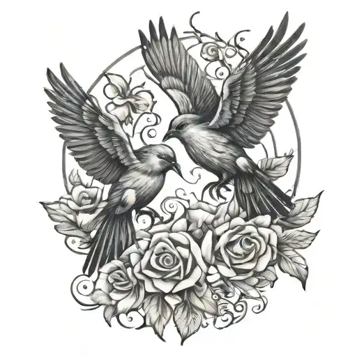 Two Birds Helping Hand Reaching
