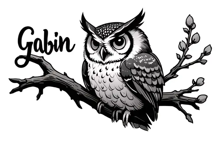 Owl On A Branch That Writes Gabin