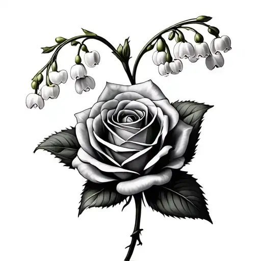 Lily Of The Valley Wrapped Around A Rose