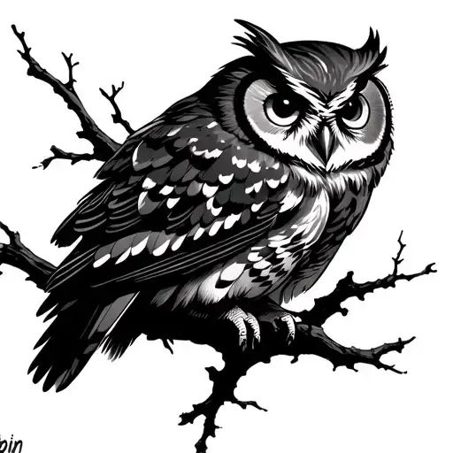 Owl On A Branch That Writes Gabin