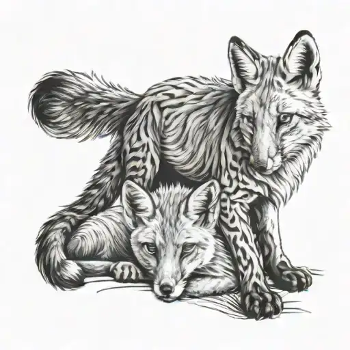 Fox And Lion Cub
