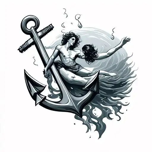 Anchor Dragging Someone Underwater As They Struggle