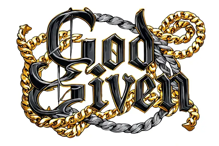 God Given Text In With Gold Necklace Wrapped Around It