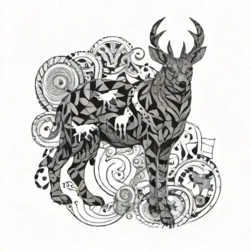 An Intricate Geometric Pattern Featuring Various Animals Hidden Within The Design