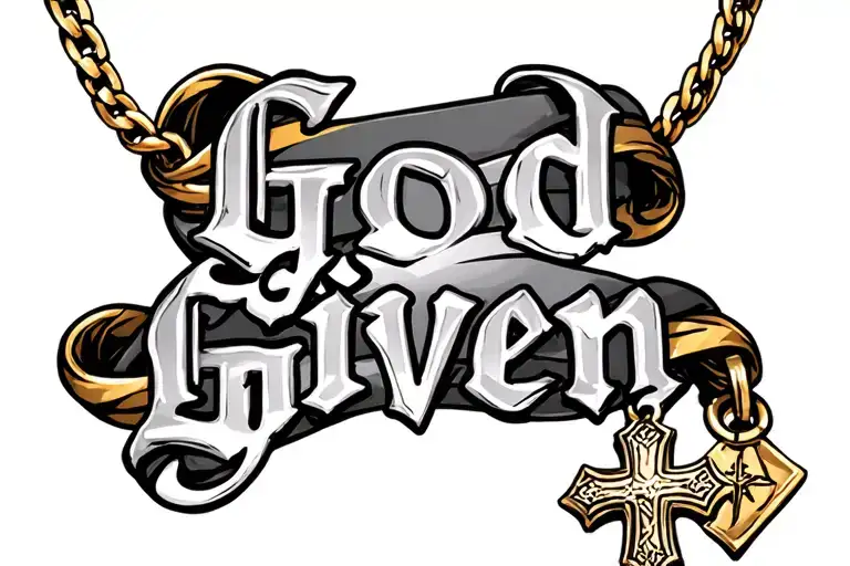 God Given Text In With Gold Necklace With Cross And St Anthony Pendant Wrapped Around It